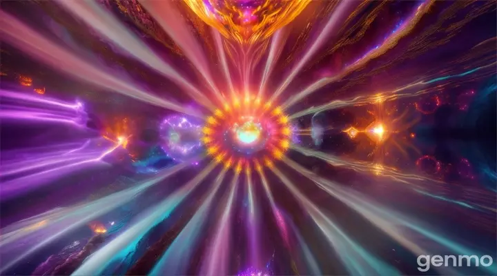 A magical situated supernova galaxy explosion  in a depth of ocean pour purple and gold chandeliers 
