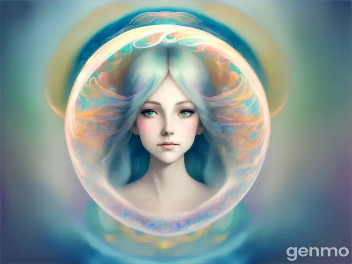 A whimsical illustration of a spectral character surrounded by swirling air currents, symbolizing the intangible nature of emotions and desires. Bright and airy color scheme, with a touch of magical realism and fantasy elements.