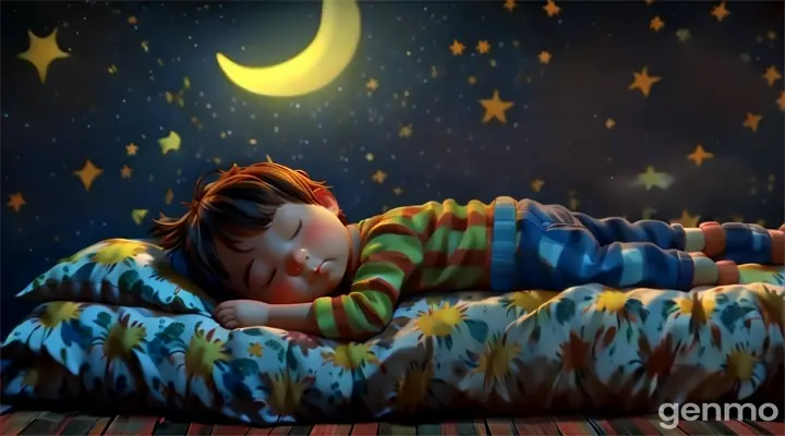 a painting of a child sleeping on a pillow