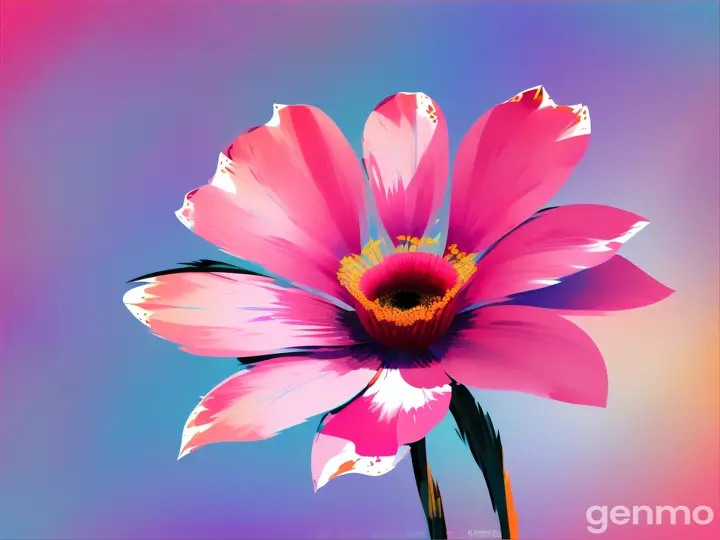 Drawing: bright day, stylized single pink MALVA flower with a stem against a background of blue sky and sun (large strokes with strokes, strokes, blots) On an abstract pop art background with spots and strokes. Рисунок: яркий день, стилизованный одиночный розовый цветок МАЛЬВА со стеблем на фоне голубого неба и солнца (крупные штрихи со штрихами, штрихами, кляксами) На абстрактном фоне поп-арта с пятнами и штрихами.
