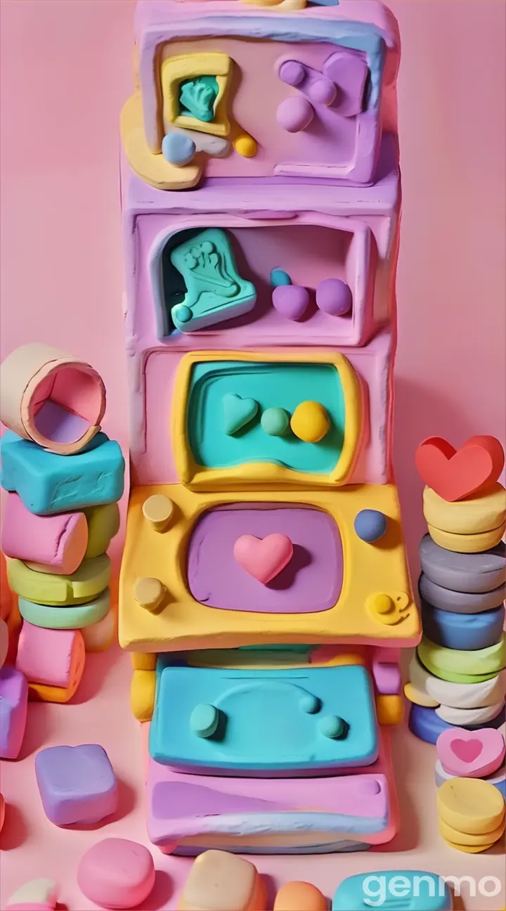 a toy stove with a baby's play set in front of it