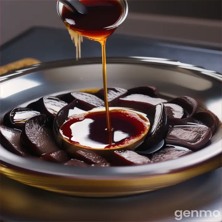 In a large metal plate, the protein is whipped with a whisk, honey is poured there and prunes are added. 