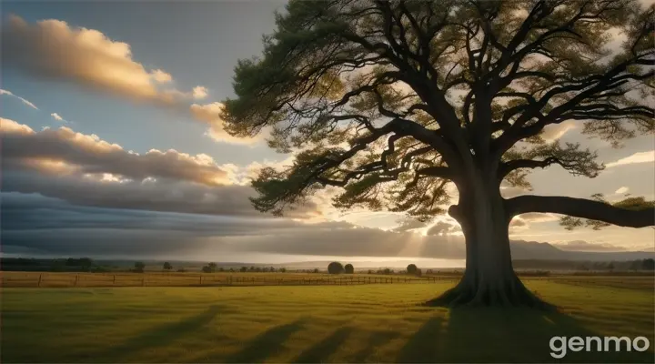 big tree standing while time is moving fast endlessly 