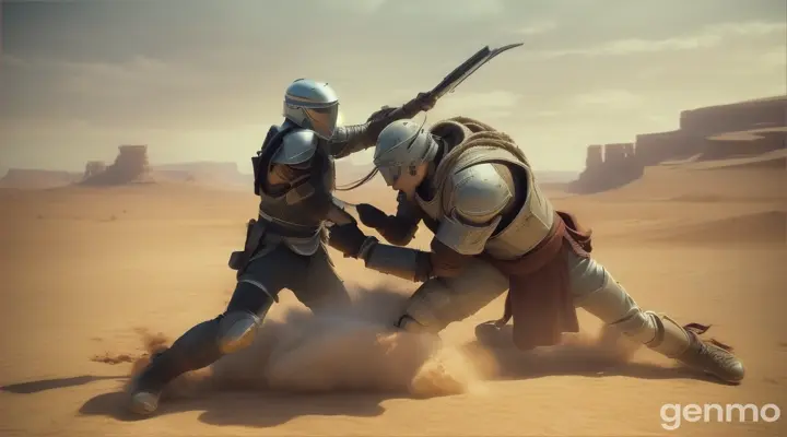 Fighting between Deno and Toji in the desert and the victory of Deno