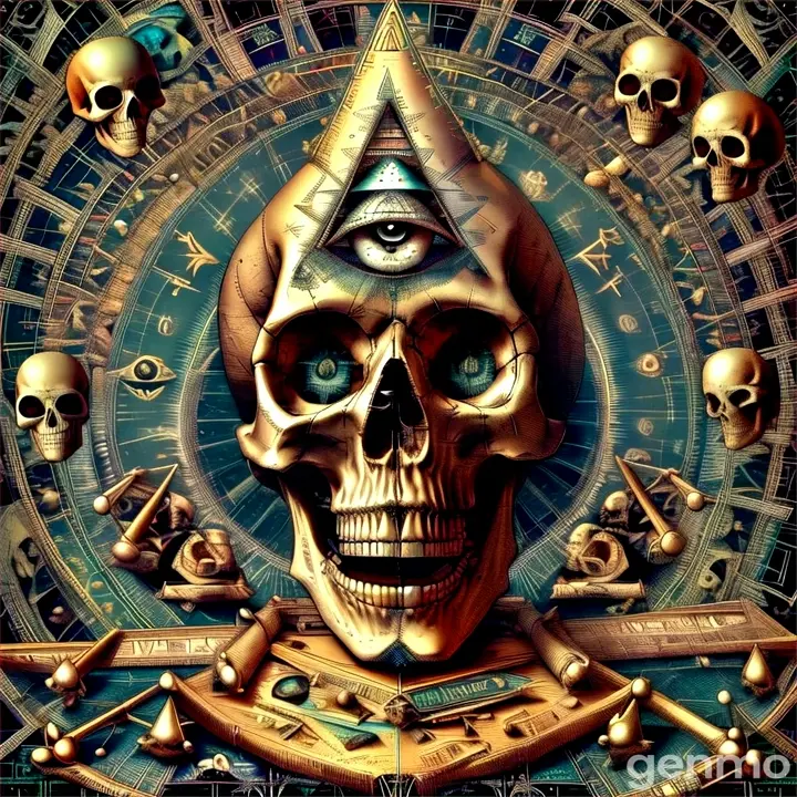 a skull with an all seeing eye on it