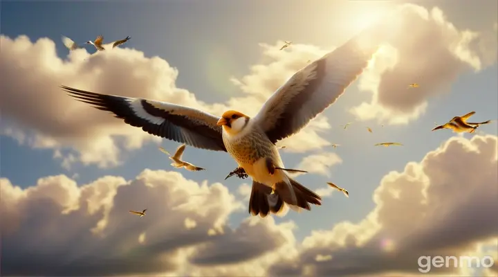 Words in the clouds that say "Thank you for your time!". It will be a sunny day with a bird flying by and the Oracle logo in the corner.