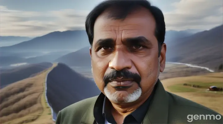 "In a breathtaking 4K wide shot of a serene mountain retreat, reflect on a moment when your Pakistani father made a significant sacrifice for you, his 22-year-old son, and his 23-year-old daughter. How did his actions shape your lives, and what message do you want to share with him this Father's Day?"