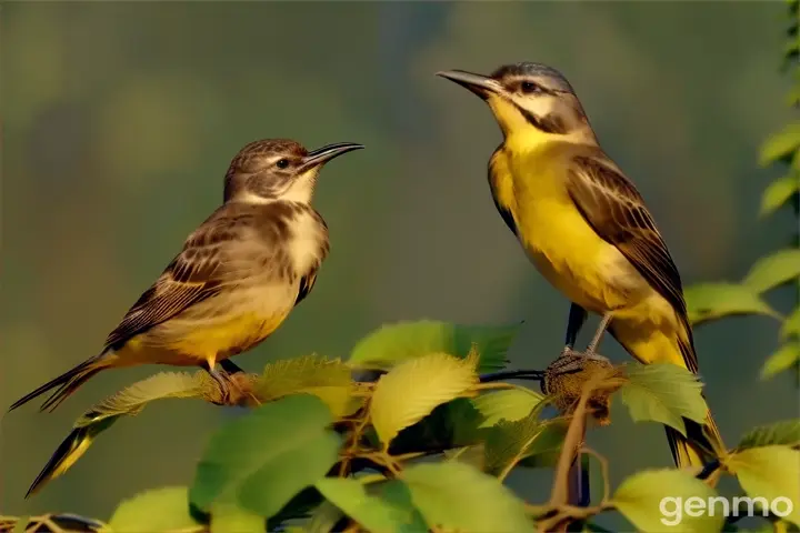 Birds kiss