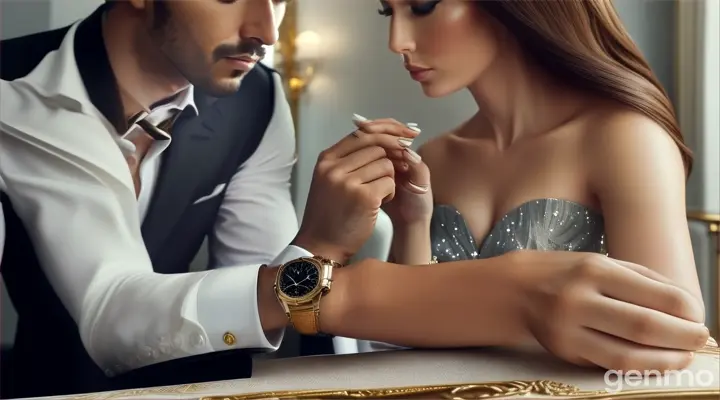 man and woman evaluating a watch together