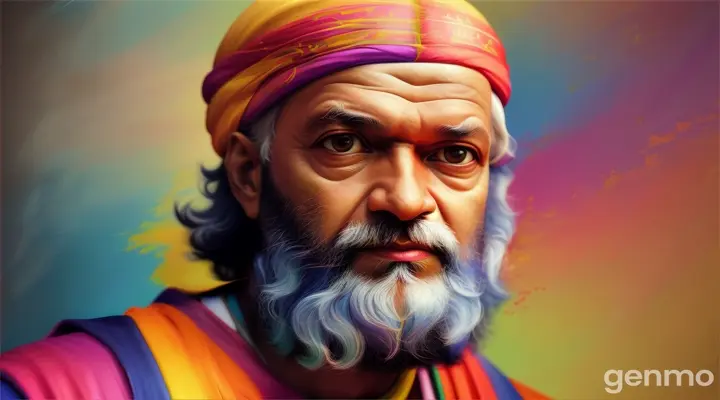 Sukraat (socrates) colourful image with background and motion