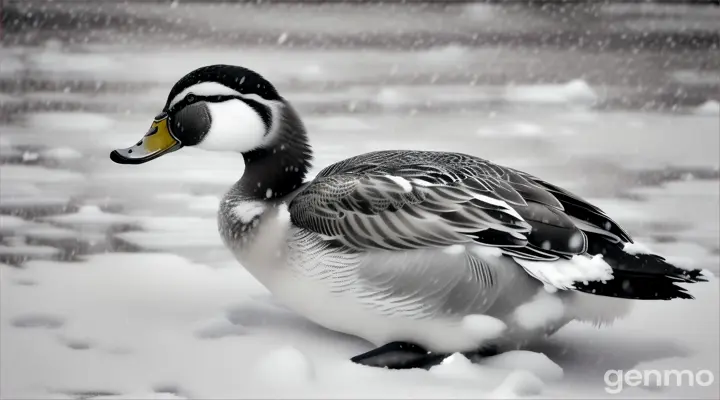 an ugly duck shivering alone in the snow