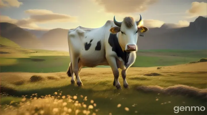 Cow animation grazing