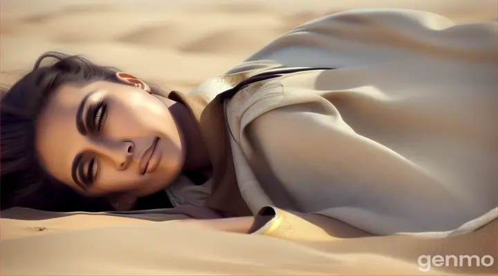 arab women laying face down in the dessert, photorealistic, gloomy look,
