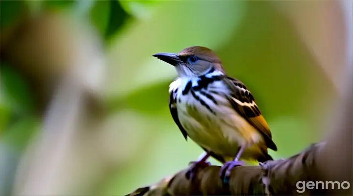 a bird sitting on a branch in a tree