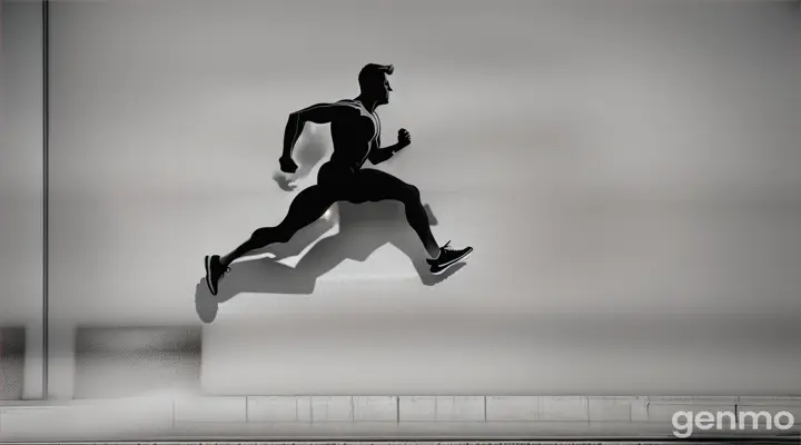 shadow of a man running on a concrete wall, looping,