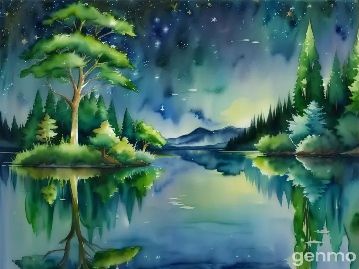 A starry night beautiful back ground water painting 