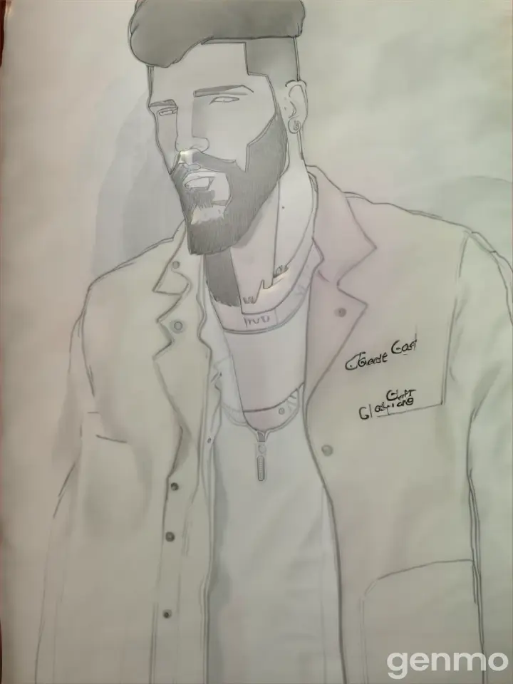 a drawing of a man with a beard