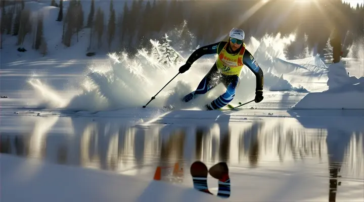 Scene1='Chaser tracking shot: Make video frame per frame of a ski race and the realism natural fall into the water of a pond that is not frozen, far away from the ski slopes in a forest in the great outdoors',  :: maximum resolution, extreme quality, aspect ratio arbitrary,  Frame-accurate image prediction with error correction & video detail fidelity with start animation to end animation frame by frame:  perfectly stable Blender Cycles rendered 3D animations in 8k