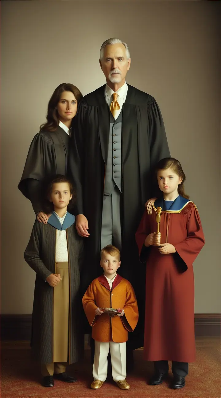 Show Frank receiving his judge's robe and gavel, standing proudly with his family.