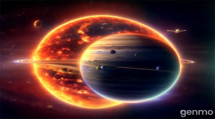 an artist's rendering of a solar system with two planets