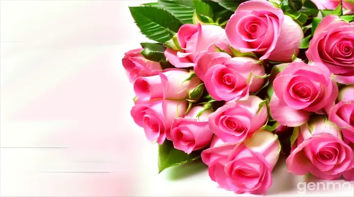 a bouquet of pink roses on a white background