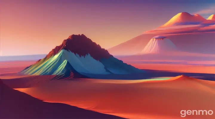 3d cartoon story style   Olympus Mons, the tallest volcano on Mars, with steep rocky slopes.