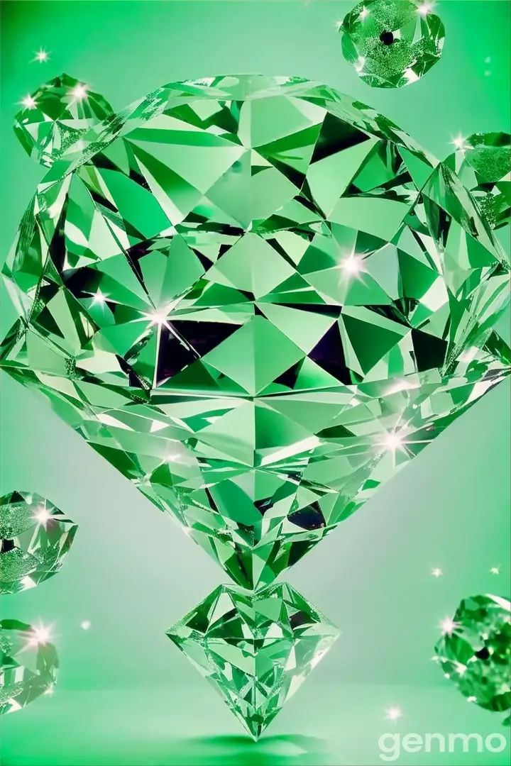 a diamond surrounded by diamonds on a green background