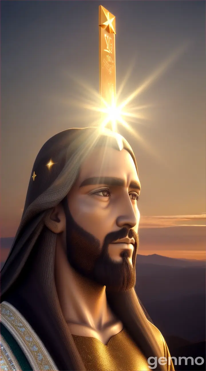 Jesucristo hiper realista con zoom en el universo celestial rodeado de luz brillante inspira paz y calma precioso 