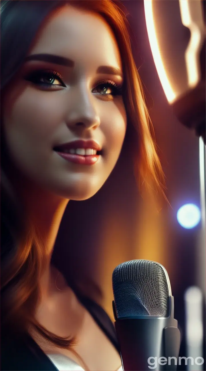 cute woman with a good figure. Singing.