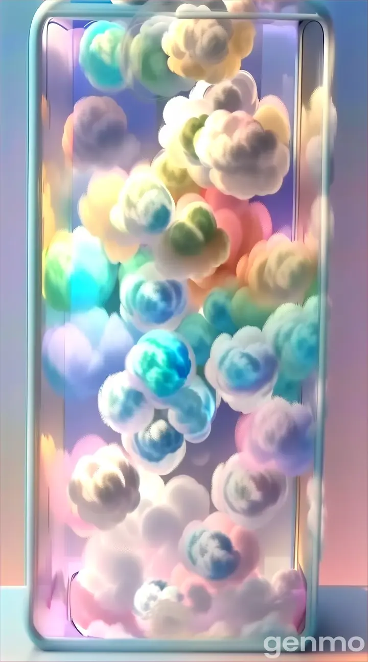 a bunch of clouds in a glass container