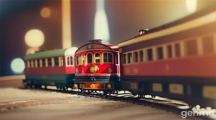 a toy train set with a globe on top of it