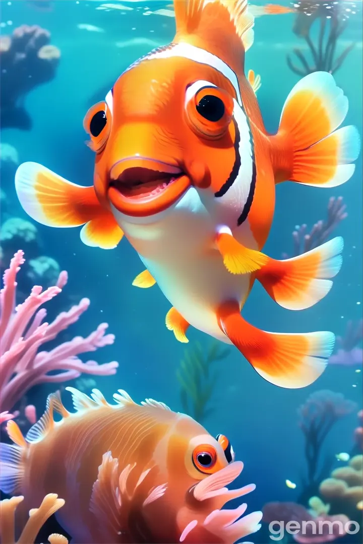 a clown fish is swimming in the ocean