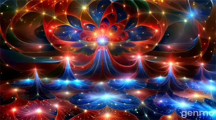 a computer generated image of a red and blue flower