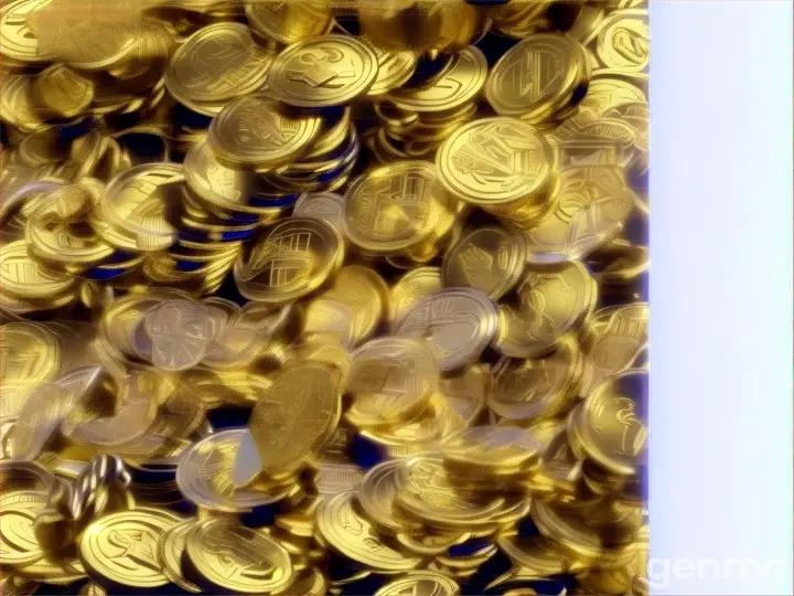 a pile of gold coins sitting next to each other