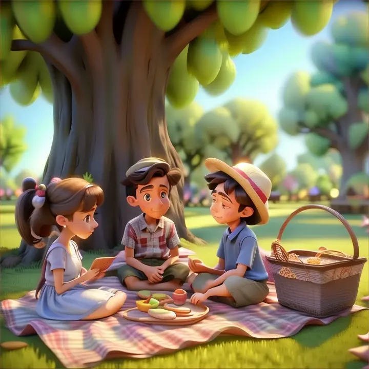 a couple of kids sitting on top of a blanket