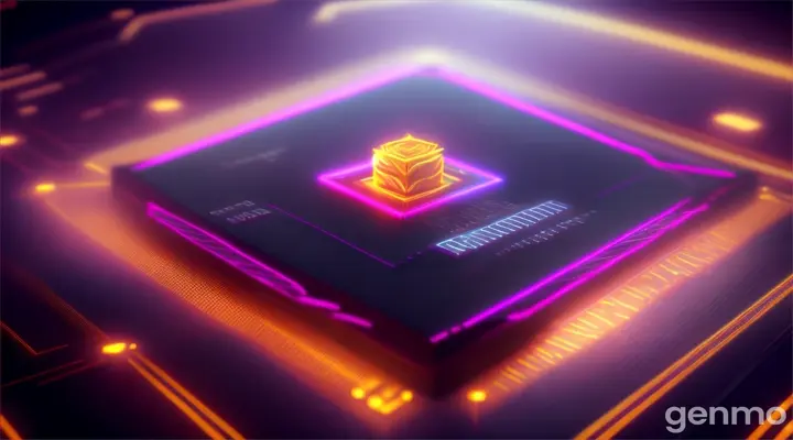 A square CPU on top of a rose emitting plasma arcs all around 