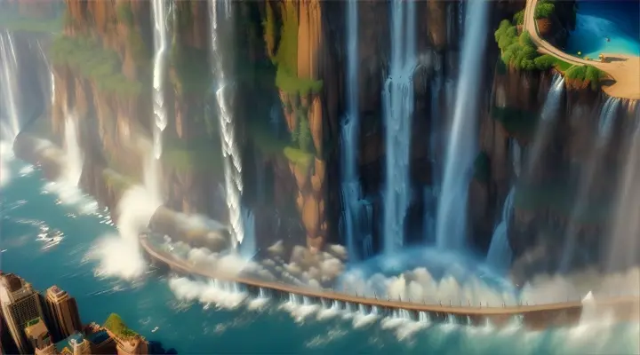 --Scene="masterly a waterfall pouring down a skyscrapers, Close up aerial view, physically correct 3d animation Frame per Frame, pixar disney, flawless Ed Roth & TOON NPR MANGA Style, <lora:frame-interpolation:1.6><lora:hdr-enhancement:1.4><lora:depth-enhancement:1.2><lora:artistic-effect:0.9>, Cell-Shading." --Video_generation_corrections="Error correction: <lora:error-correction:1.0><lora:artifact-removal:1.5> & Collision detection and avoidance: <lora:collision-detection:1.3><lora:spatial-awareness:1.4><lora:movement-synchronization:1.5> & Avoidance of double images and false additional images: <lora:duplicate-removal:1.6><lora:consistency-check:1.2><lora:scene-consistency:1.2><lora:frame-integrity:1.3>." --CV="Computer Vision for the recognition and processing of visual elements" --NLP="Natural Language Processing for accurate text interpretation"--GANs="Generative Adversarial Networks for the generation of realistic video elements" --RL="Reinforcement Learning for the optimization of video transitions and movements" --Transfer_Learning="Transfer Learning for the adaptation and fine-tuning of video presentation" --Neural_Rendering="Neural Rendering for the creation of photorealistic videos" --Automated Video Generation="Uses AI for video creation to ensure correct video generation”