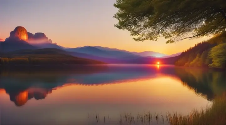 Create a beautiful and heavenly scenery of nature during the sunrise