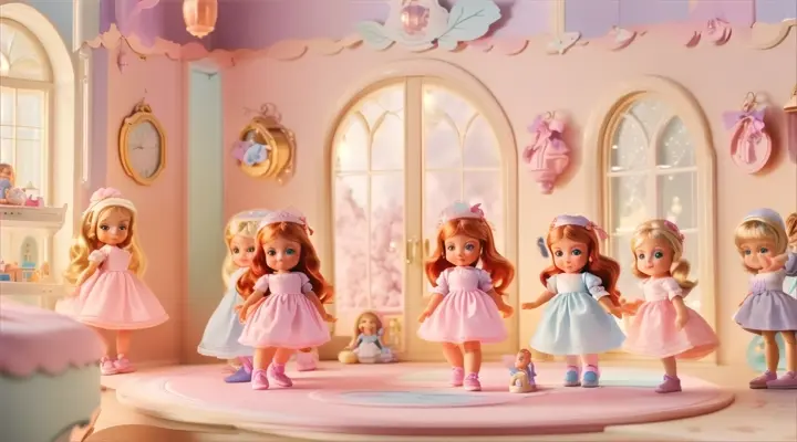 a group of dolls that are standing in a room, baby dolls, beautiful, dolls are playing, dolls are smilling