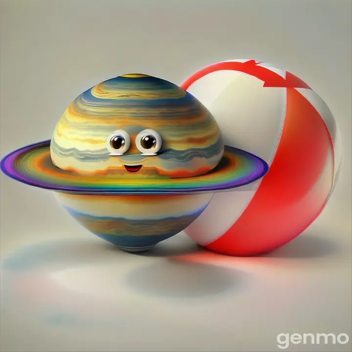 saturn cartoon with ball bouncing