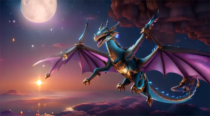 --Style="Steampunk, hyper realism", --Colors="Vivid colours, harmoniously integrated", --Definition="Highly defined level, consistent in all elements", shows a scene of a coherent masterly cute Lovingly dragons uniform consistent dancing as they fly in a beautiful night sky, moonlight sparkles magic, --Speed="very high speed" --Realistic_Movement physically correct 3d animation Frame per Frame, pixar disney, flawless Ed Roth & TOON NPR MANGA Style, physically correct 3d animation Frame per Frame, pixar disney, flawless Ed Roth & TOON NPR MANGA Style, <lora:frame-interpolation:1.6><lora:hdr-enhancement:1.4><lora:depth-enhancement:1.2><lora:artistic-effect:0.9>, Cell-Shading." --kohärent_Videos="(--Consistency="Consistent Style"), (--ColorIntegration="Balanced Colors"), (--ElementIntegration="Integrated Elements"), (--Transitions="Seamless Transitions"), (--Movements="Realistic Movements")." & --Video_generation_corrections="Error correction: <lora:error-correction:1.0><lora:artifact-removal:1.5> & Collision detection and avoidance: <lora:collision-detection:1.3><lora:spatial-awareness:1.4><lora:movement-synchronization:1.5> & Avoidance of double images and false additional images: <lora:duplicate-removal:1.6><lora:consistency-check:1.2><lora:scene-consistency:1.2><lora:frame-integrity:1.3>." --CV="Computer Vision for the recognition and processing of visual elements" --NLP="Natural Language Processing for accurate text interpretation"--GANs="Generative Adversarial Networks for the generation of realistic video elements" --RL="Reinforcement Learning for the optimization of video transitions and movements" --Transfer_Learning="Transfer Learning for the adaptation and fine-tuning of video presentation" --Neural_Rendering="Neural Rendering for the creation of photorealistic videos"