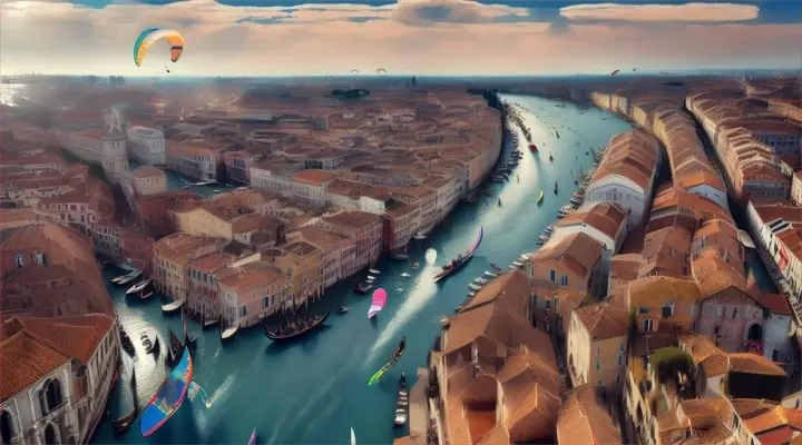 guinea pig paragliding over venice
