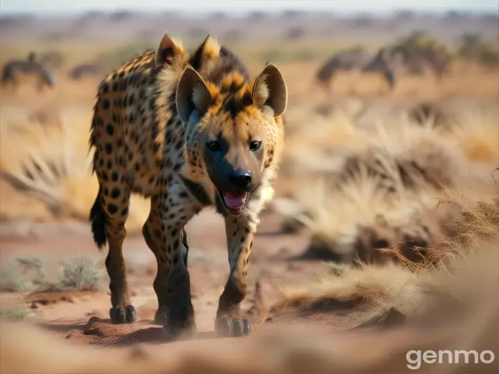 A hyena hunting prey