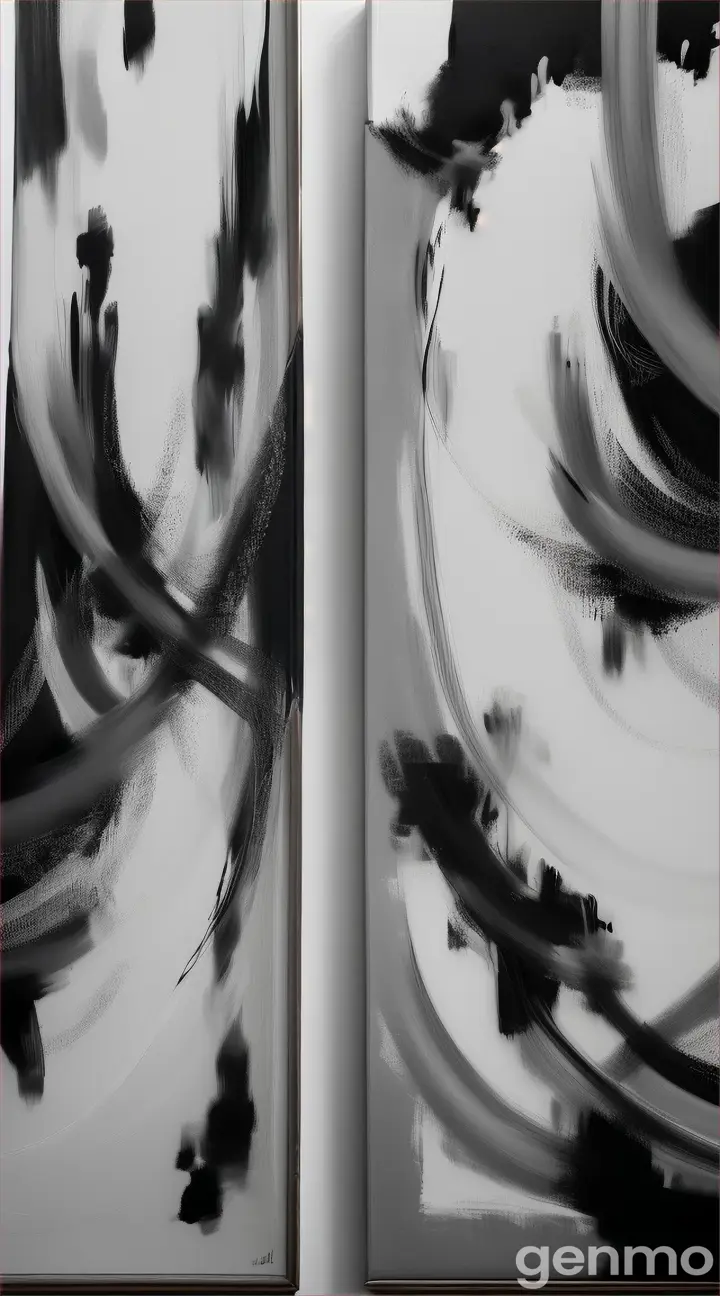 Two beautiful people abstract paintings on a canvas black and white composition ethereal and beautiful 