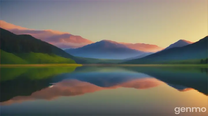 Layered mountains, shaded by green trees, cool summer.