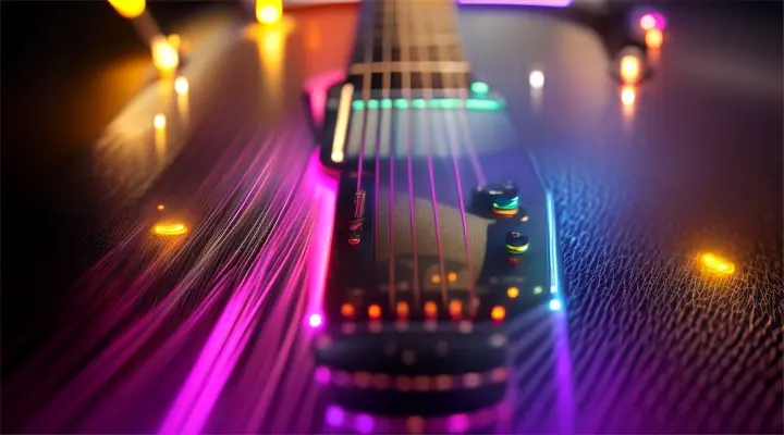 neon e-guitar at night