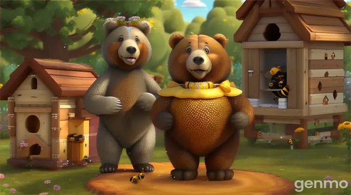 3d cartoon animation videos The bear said, "Oh wow, that’s a great deal. You give me honey every day, and I will protect your hive."
