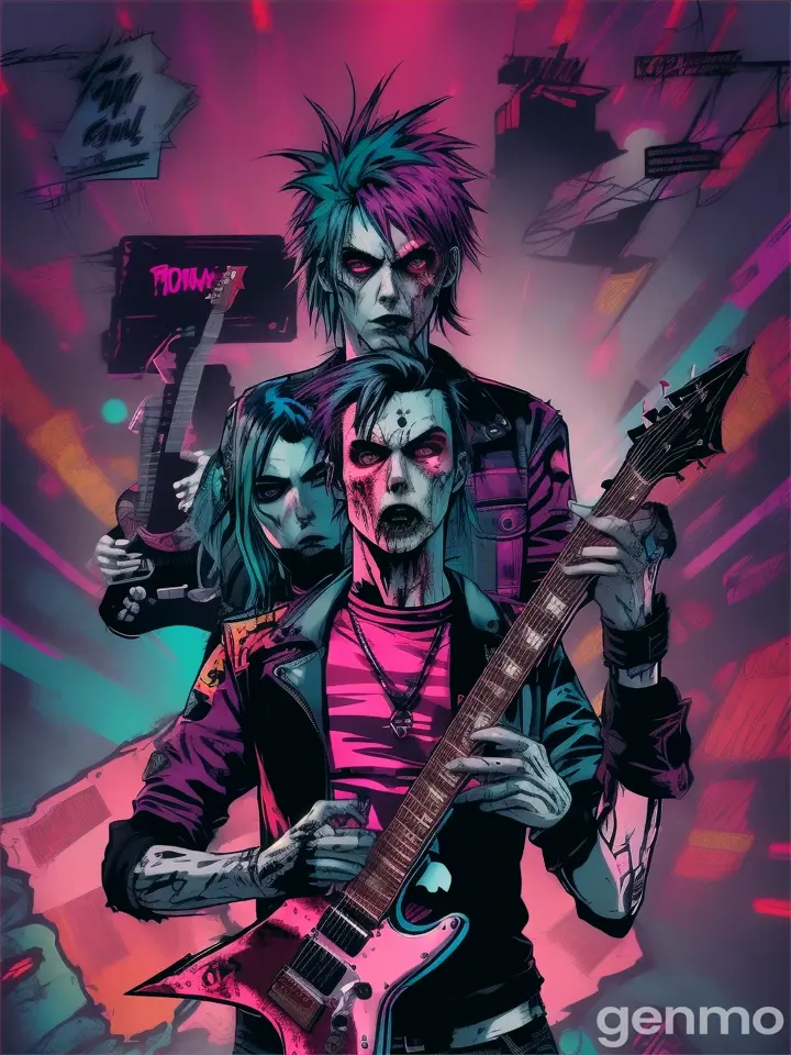 zombipunkrockband comicstyle