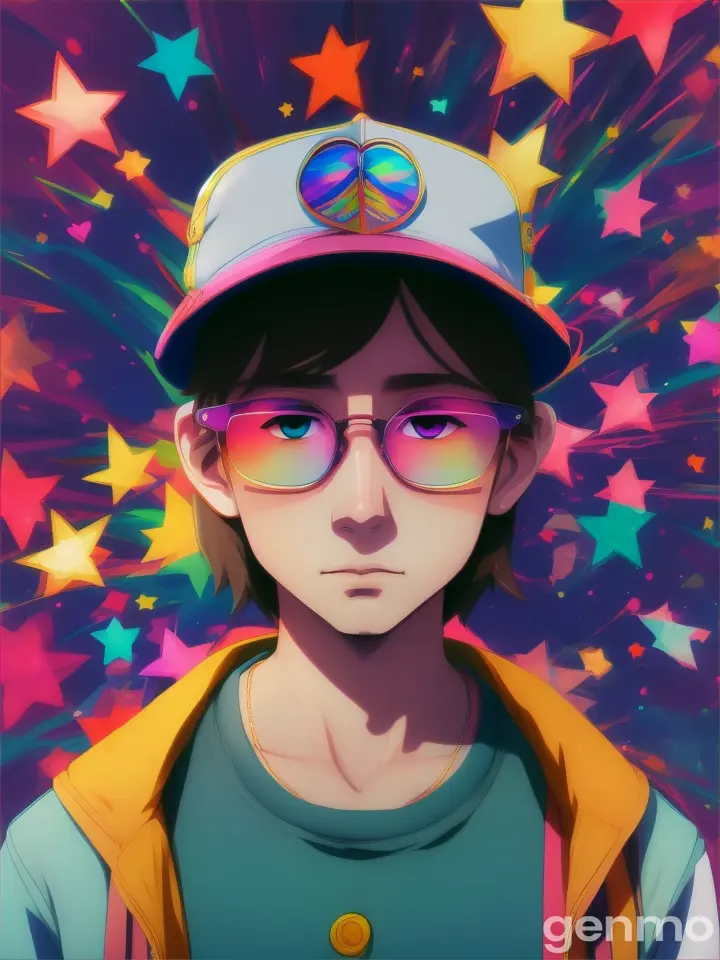 chico anime con gorra y gafas