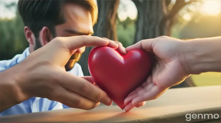 a man giving his heart to his girlfriend. 16:9